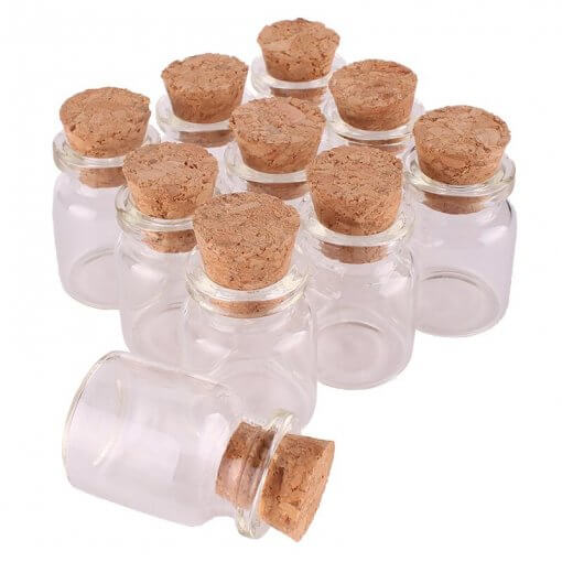 mini glass bottle with cork