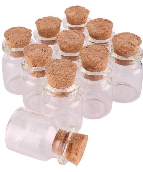 mini glass bottle with cork